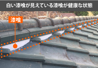 白い漆喰が見えている漆喰が健康な状態