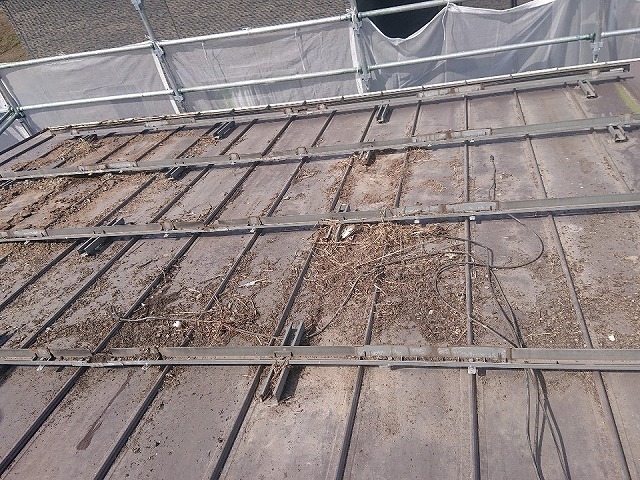 鳥の巣対策の既設太陽光パネル取り外し