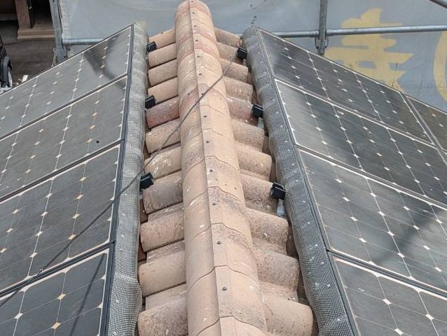 高松市林町｜ステンレス製メッシュを設置して太陽光パネル下の鳩被害を解消