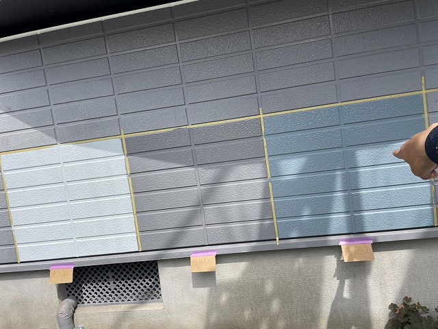 サイディング外壁塗装工事の試し塗りで仕上げ色を最終決定