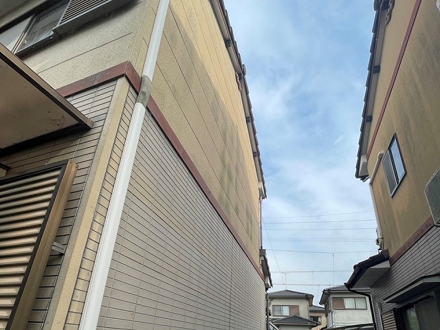 住宅無料点検でカビが目立つサイディング外壁の全景