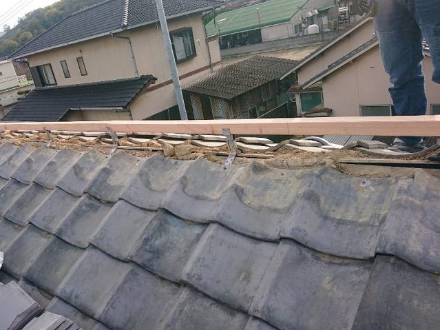 多度津町で雨漏りした本棟交換施工