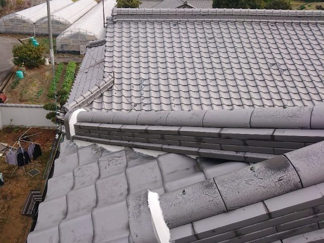 中間町の漆喰やり替えの施工中